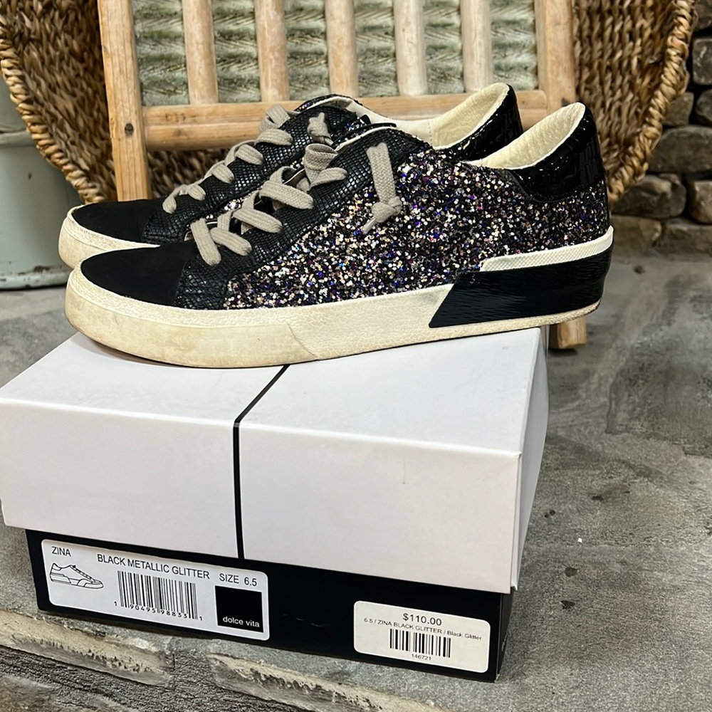 Dolce Vita black metallic glitter sneaker